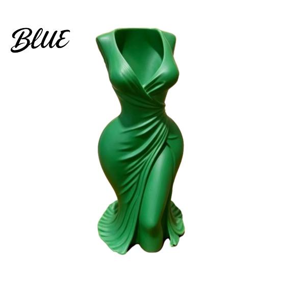 3D Printed Vase Elegant Dress-Style Vase Dual-Purpose Tabletop Decor with Flowing Pleated Skirt