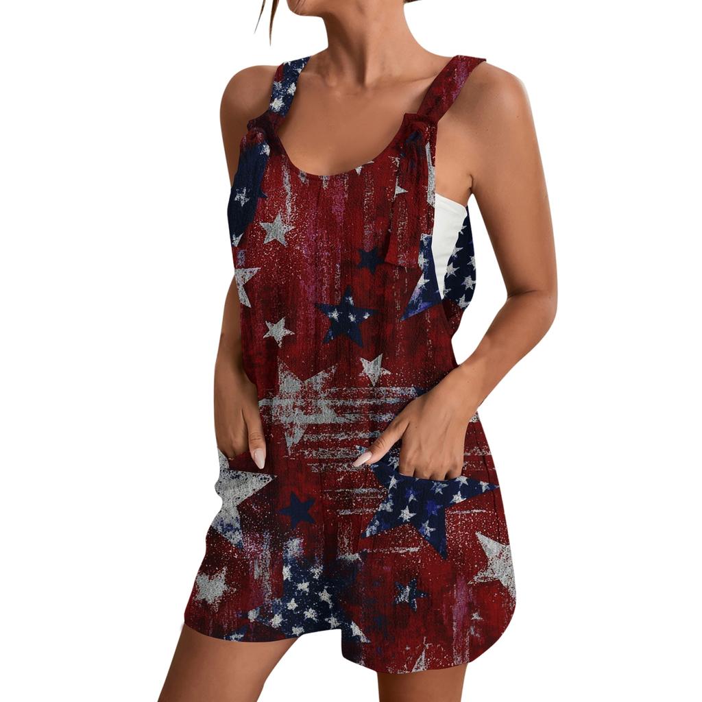Rompers For Women Summer Casual Sleeveless Overall Comfy Loose Spaghetti Strap Romper Fashion Jumpsuit With Pockets