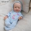 8 Inch Solid Silicone Rebirth Doll Charlie Rabbit Printing Blue Legged Pants Simulation Doll Soft Q Elastic Reborn Baby Doll for Child Christmas Gifts