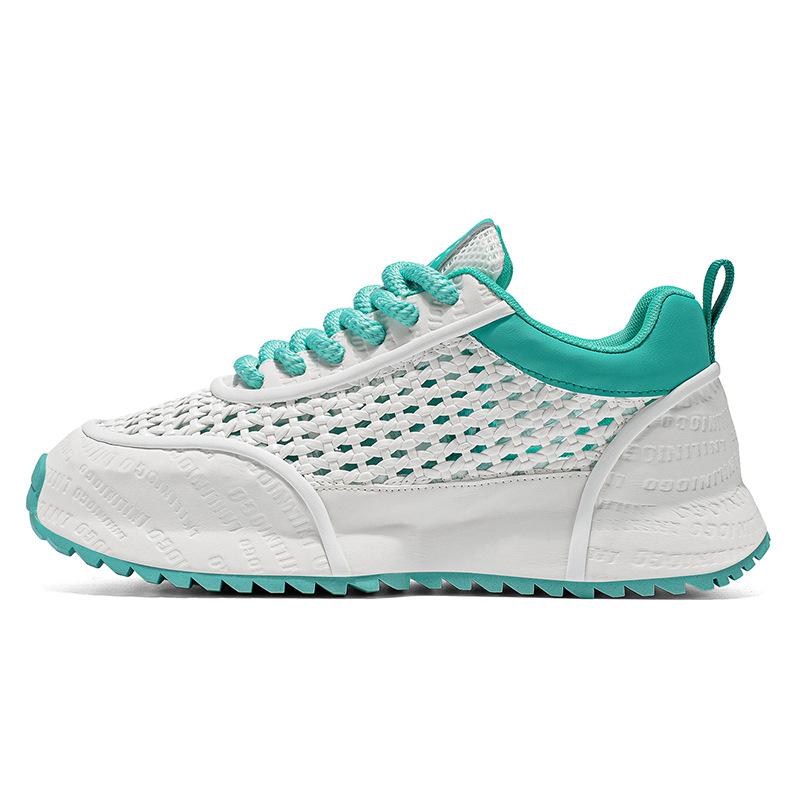 Men's shoes summer new hollow mesh breathable sports and leisure shoes student running thick sole heightening little white dad shoes