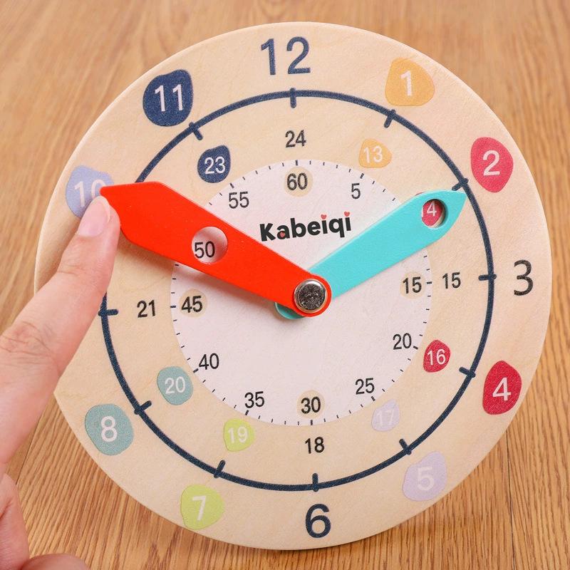 1PCS Wooden Clock Children Educational Toys Hour Minute Cognition Colorful Clocks Toys Kids Early Preschool Teaching Aid