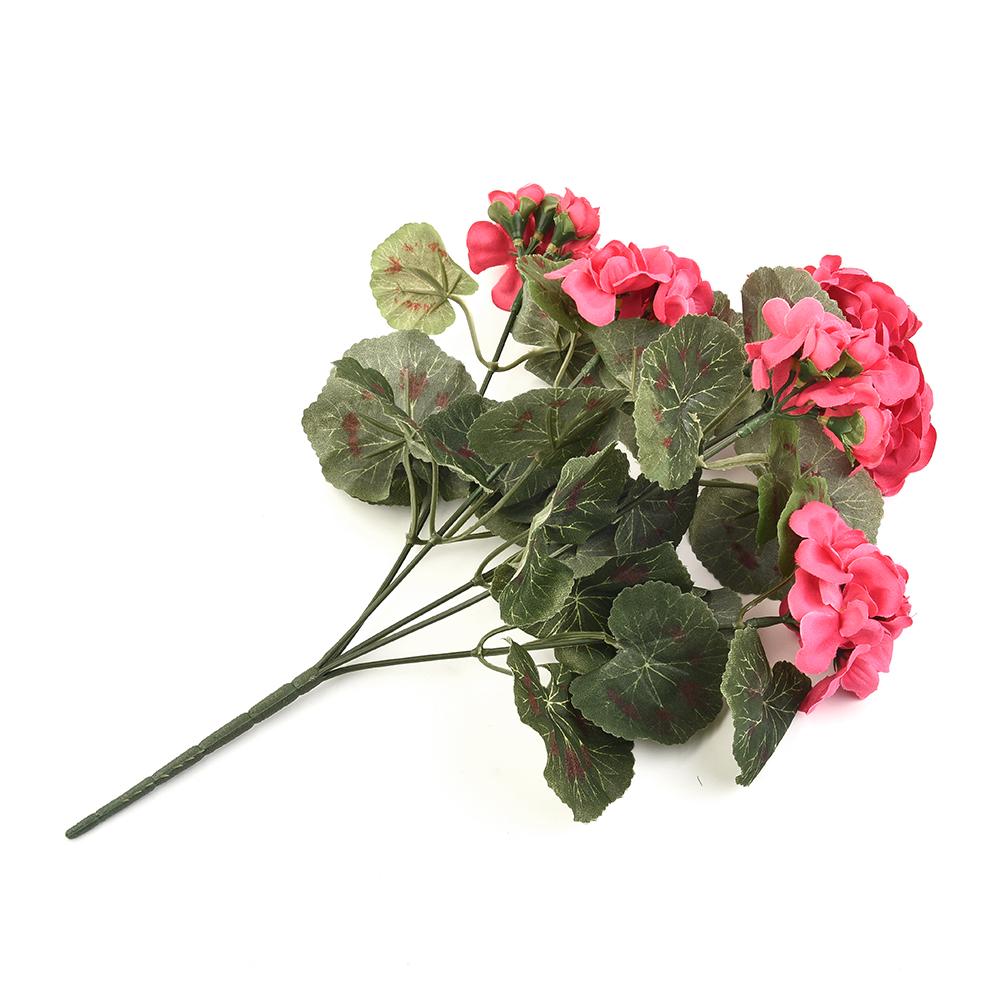 1pc Artificial Flowers With 5 Branches 36cm Artificial Geranium Flowers Silk Fake Flower Home Office Xmas Wedding Decoration