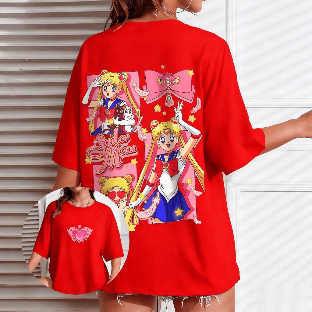 2026 New Sailor Moon Anime Printed Short Sleeve Tshirt Unisexs and Womens Tshirt Unisexs Top Sports Tshirt Harajuku Y2K Tee