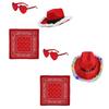 Bride Cowboy Hat, Sunglasses and Kerchief Set for Bride Christmas Photo Props Halloween Role Play New Year Party
