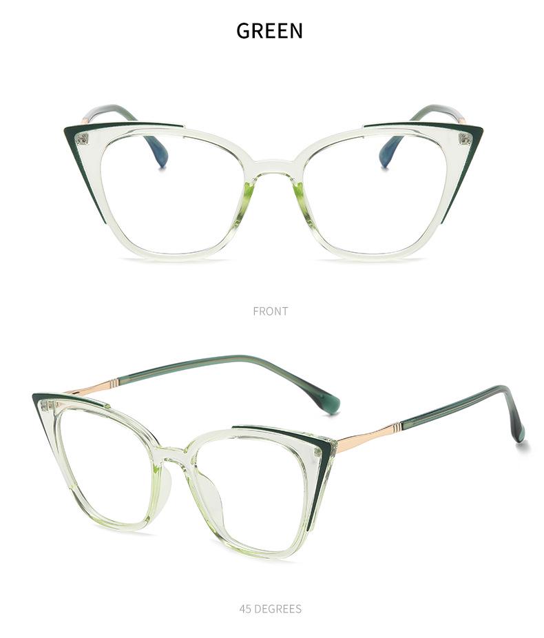 Women's Cat-Eye Prescription Glasses with Spring Hinge, Anti-Blue Light Slimming Design for Larger Faces.