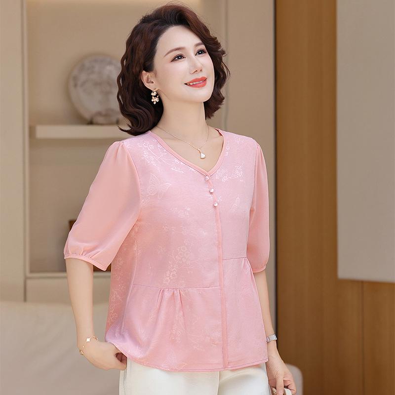 

Stylish Summer Top for Moms: Modern Chinese-Inspired Fashion for Middle-Aged and Elderly Women (2026 Collection) 4XL (Suggest 130-145 Jin) розовый