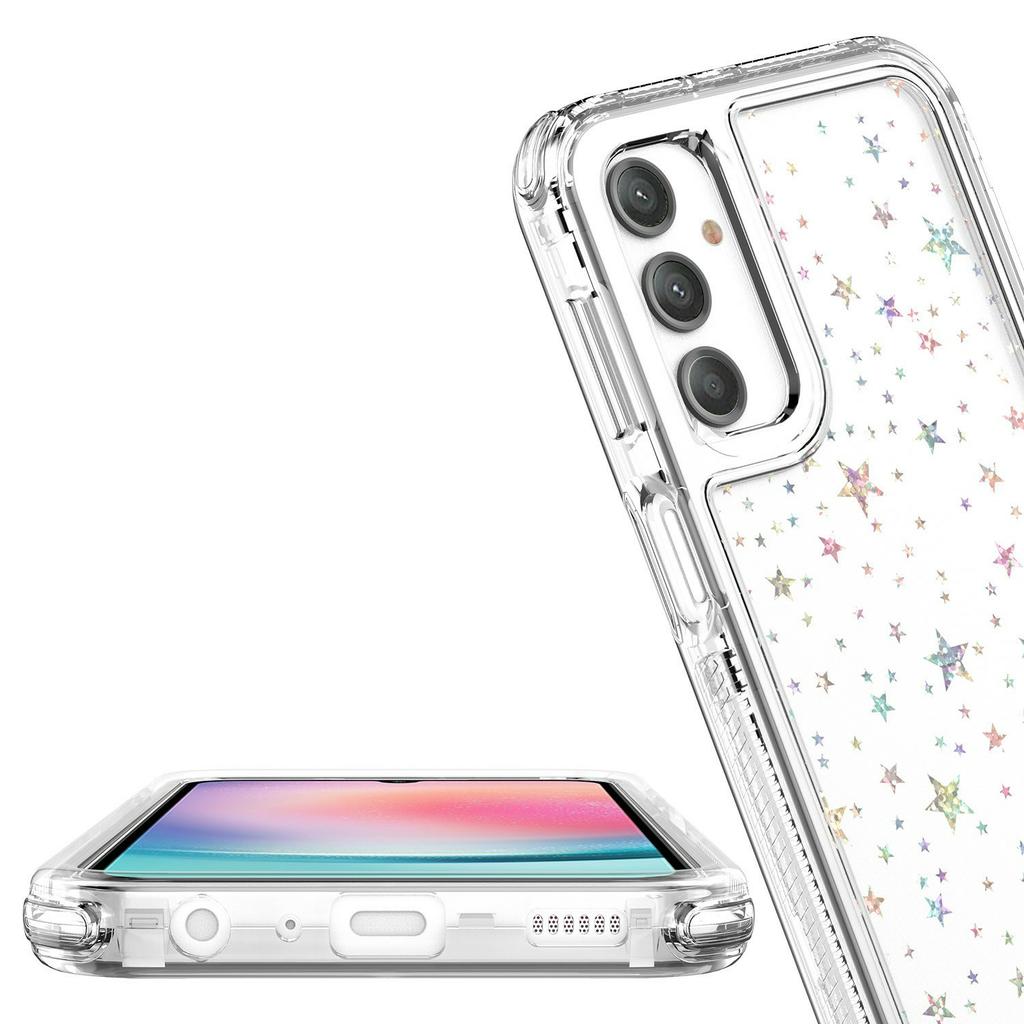 For Samsung Galaxy A24 4G (162.1mm) Case Clear Acrylic TPU Hybrid Phone Cover with Laser-printed Film