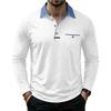 Mens Casual Long Sleeve Polo Shirts Contrast Lapel Button T Shirt with Chest Pocket Solid Color Daily Business Tops