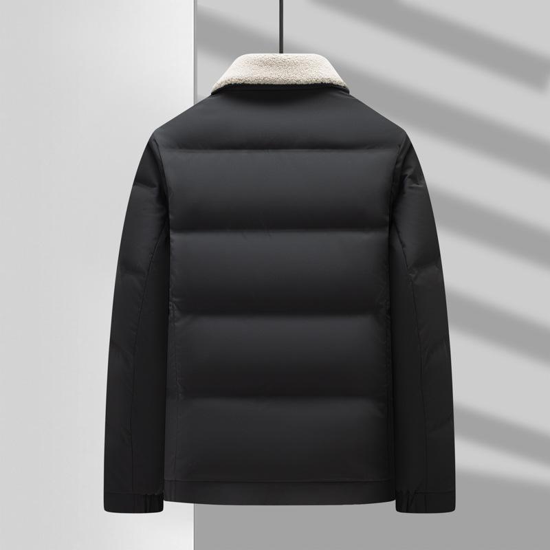 Men's Down Jacket Autumn and Winter New Style Removable Lamb Fur Collar Casual Warm Milk Silk Down Jacket for Men