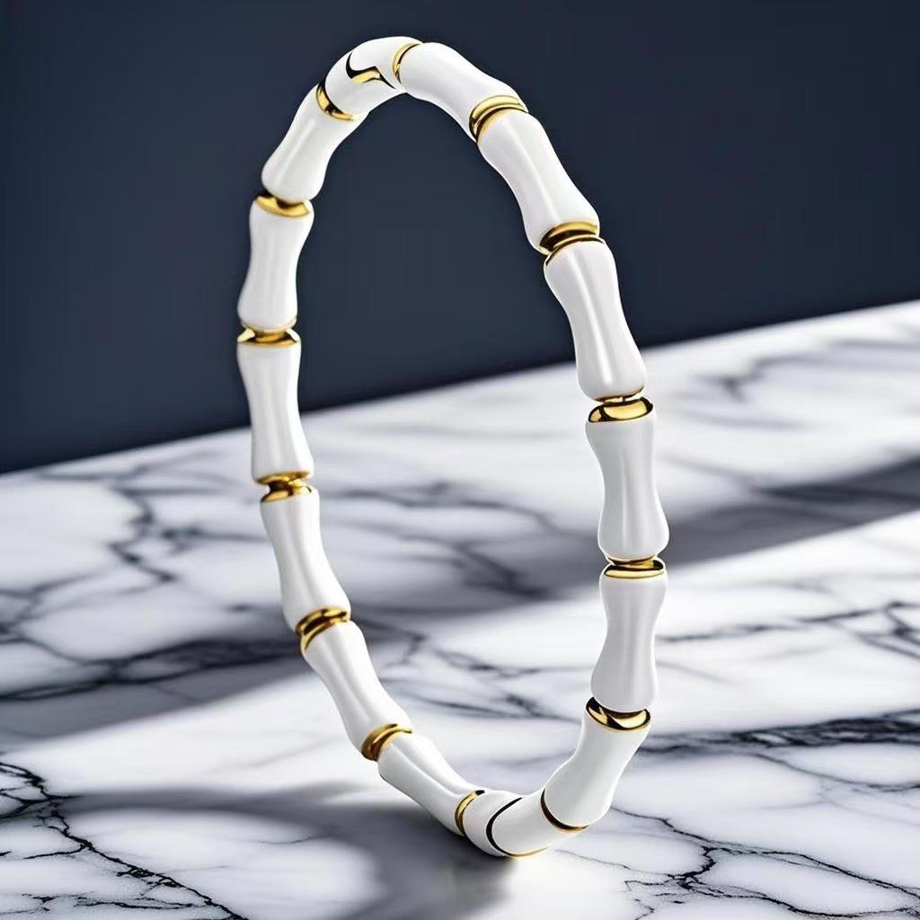 Bamboo Joint Titanium Steel Women s Bracelet - Elegant Gold, Fade-Resistant Design