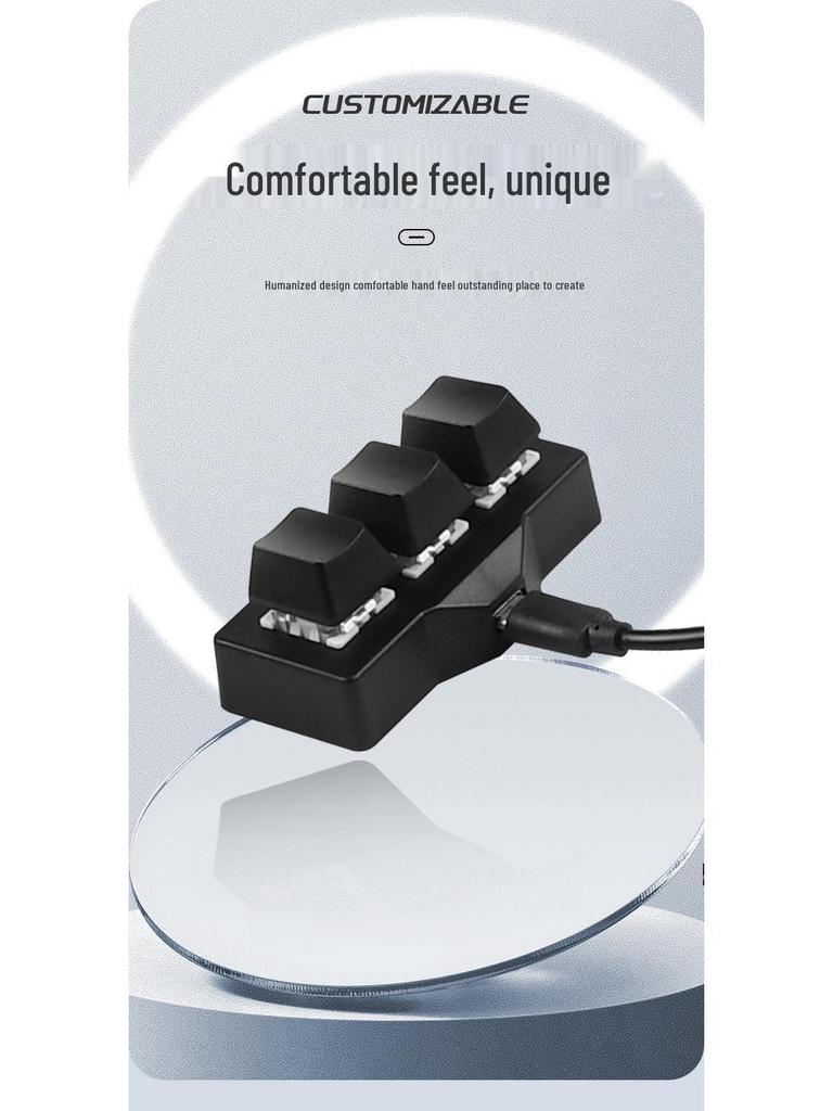 USB 6-Key Mini Office Keyboard: Custom Cut, Copy, Paste, Select All, Save