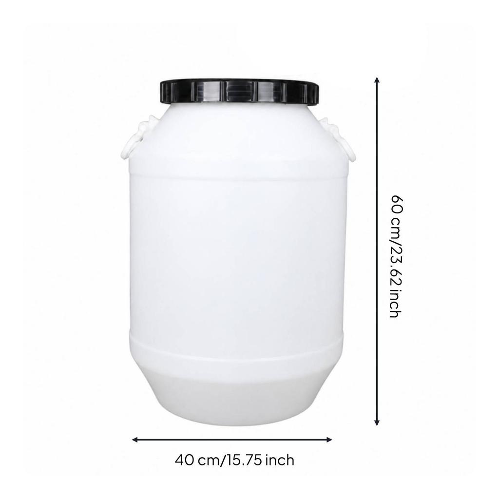 FoodGrade Barrel with Lid | Secure Lidded Opening, Food Grade Storage Barrel, for Utility Room White