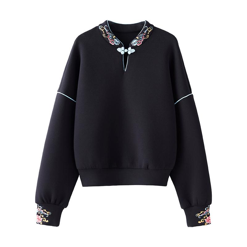 Frühlings- und Herbst-Sweatshirts im chinesischen Stil Damen-Pullover Lässige Sweatshirts Oberteile Weiblich