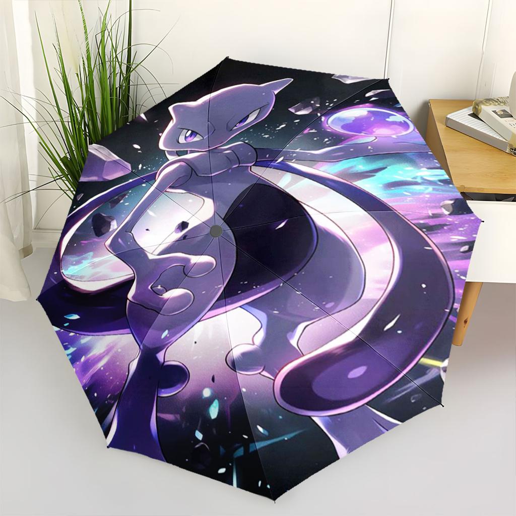 Mewtwo Pokemon Anti UV Umbrella Sun Protection Shade Umbrella Waterproof Windproof Outdoor Travel Parasol