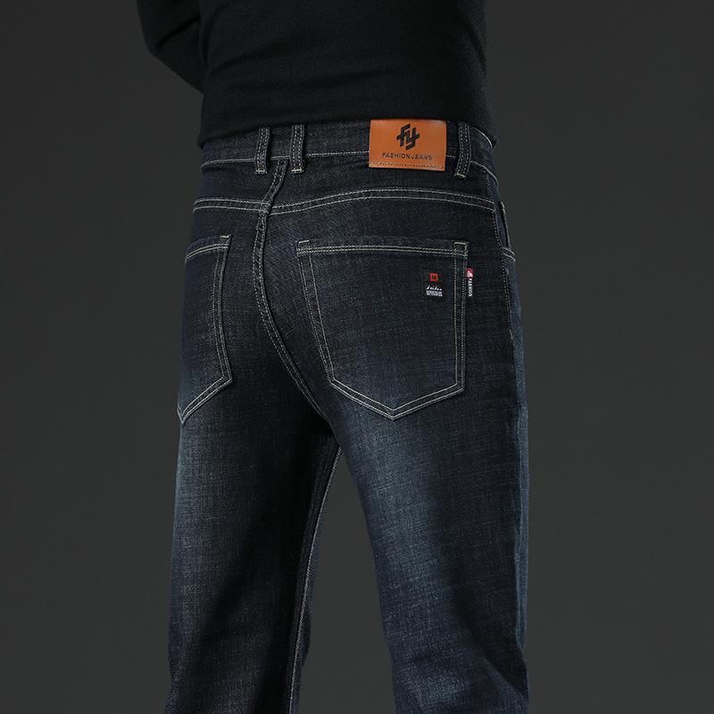 Men's Straight Loose Fit Plus Velvet Warm Stretch Jeans