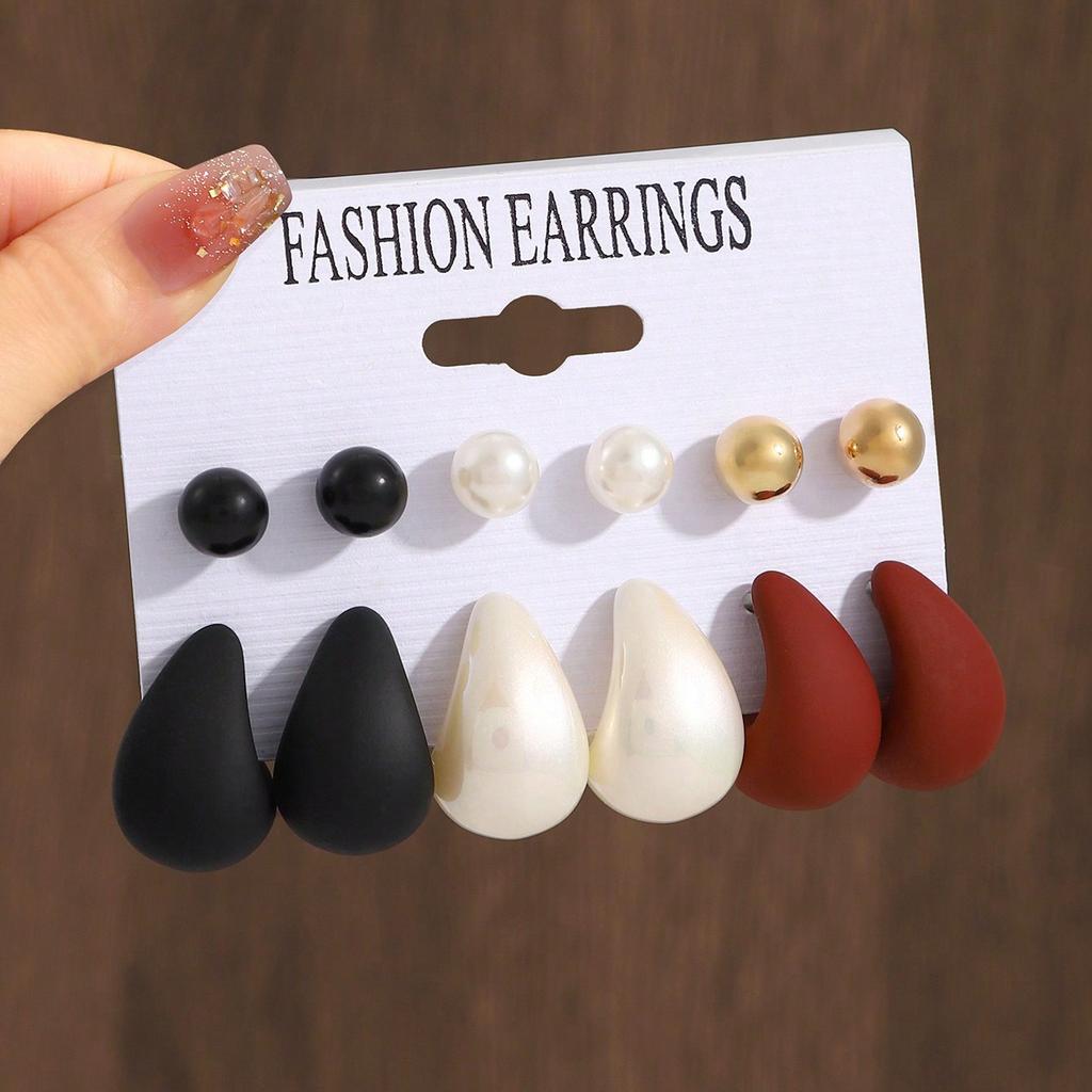 Hot-selling premium earrings, love water drop women's earrings set, multiple pairs of CCB twist earrings.