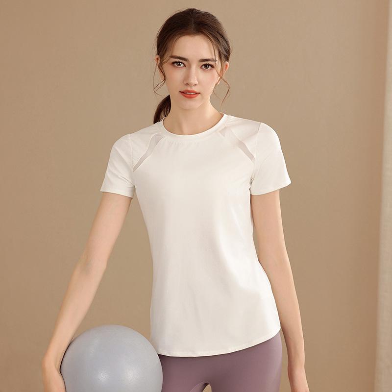 Women's Quick-Dry Mesh Spliced Yoga T-shirt - Summer Slim Fit Short Sleeve Fitness Top