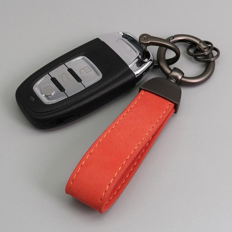 Simple PU Leather Keychain Unique Women Men Car Keyring Antilost Key Holder Unisex PU Leather Car Keychain