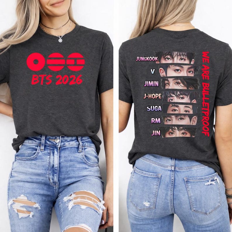 Bulletproof Tour 2026 T-shirt BTS Arirang, BTS Konsert T-shirt, BTS Jin, Hooligan, Roligt T-shirt Bts Arirang Konsert T-shirt Jin Inspirerad Hooligan