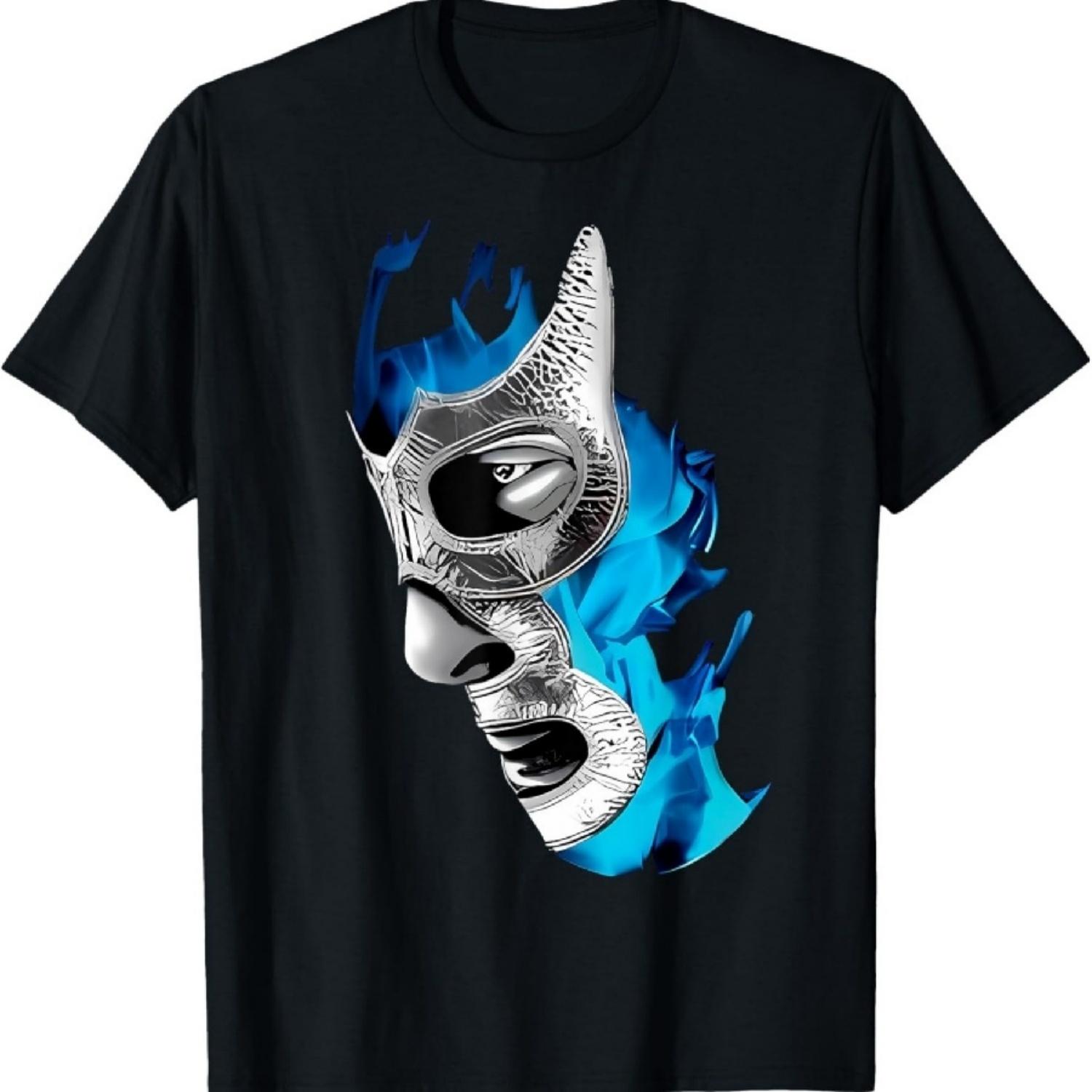 

Mex-Art Demon Blue Lucha Libre Mexican Wrestler Legend T-Shirt XXXXXL чорний