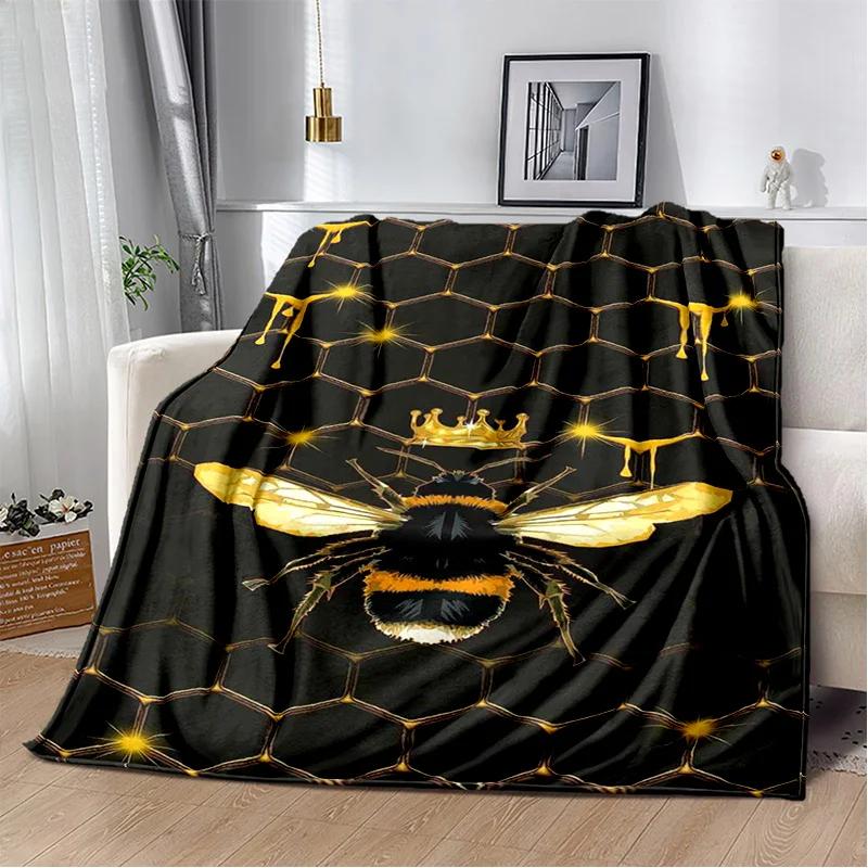 Cute Bee HoneyBee Insect Cartoon 3D Blanket,Soft Throw Blanket for Home Bedroom Bed Sofa Picnic Travel Office Cover Blanket Kids