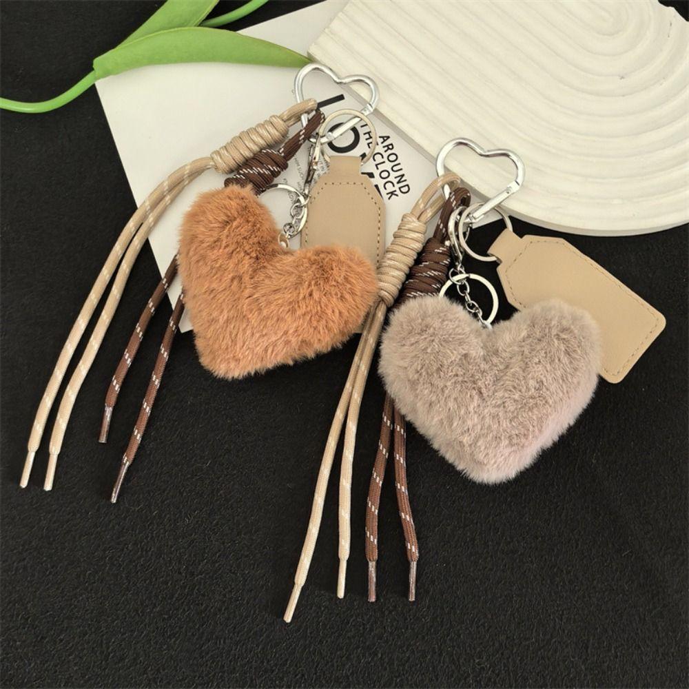 Birthday Gift Rabbit Fur Keychain Cute Plush Dolls Pendant Creative Heart Plush Keychain Girl/Boy