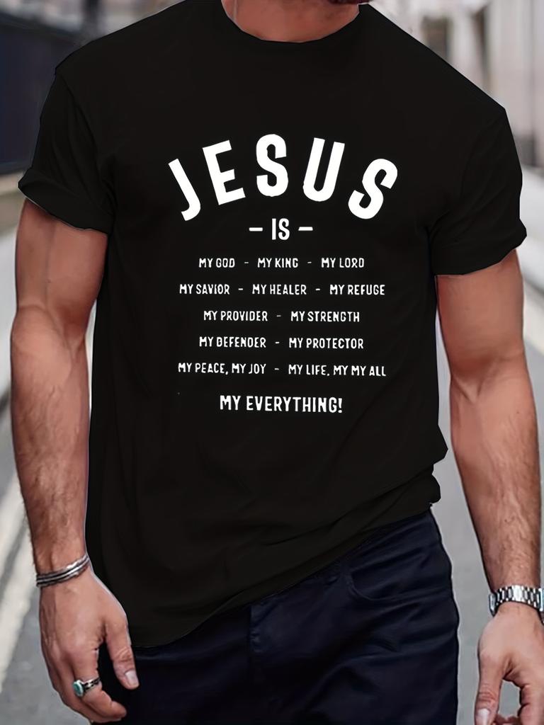 Klasický pánský tričko s potiskem vzoru křesťanského sloganu Grafické tričko Pánské letní oblečení Tričko Pánské outfity Streetwear 100% bavlna