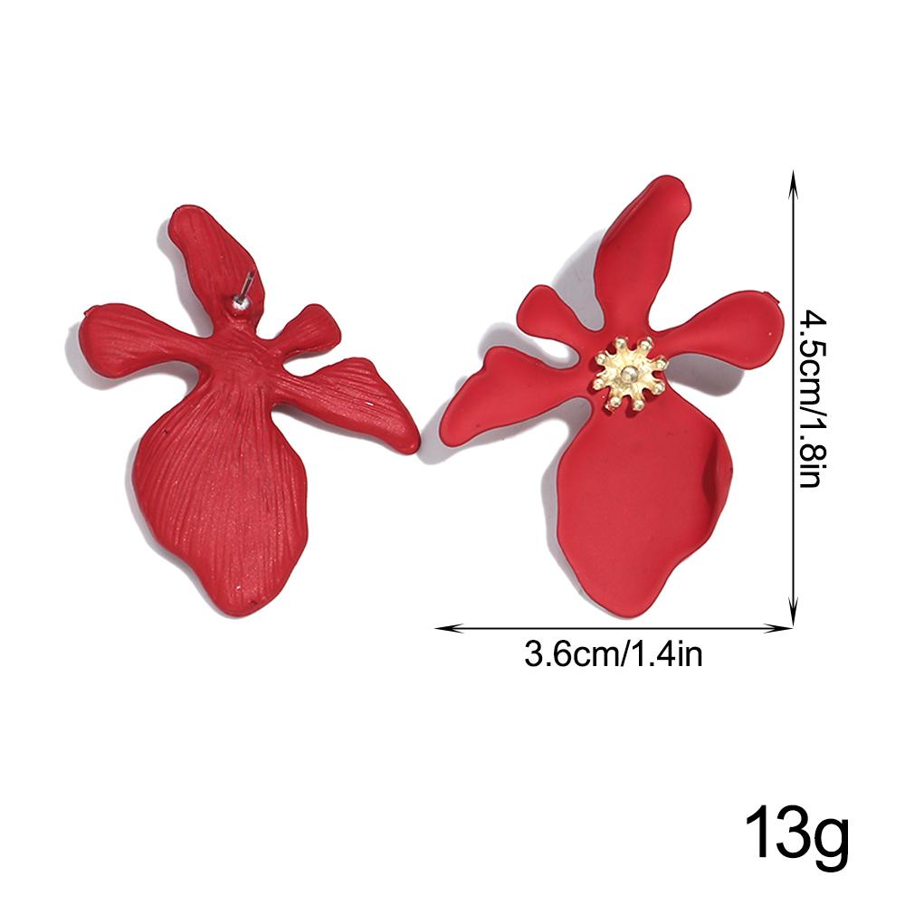 Fashion Elegant Matte Colorful Flower Stud Earrings for Women Vintage Floral Earring Statement Jewelry Accessories Vacation Gift