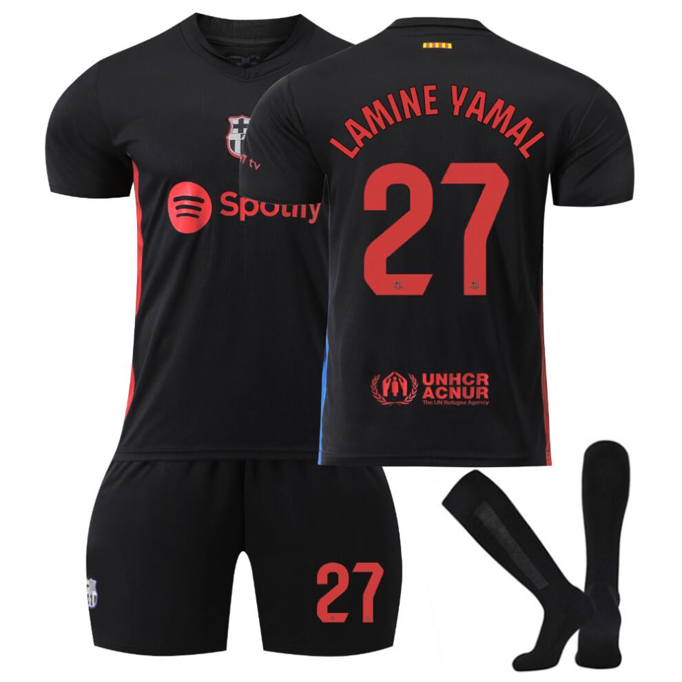 (S(165-170CM)) Bequemer 2425 Barcelona Auswärts LAMINE YAMAL #27 Trainingsanzug Mit Socken 26(140-150CM)