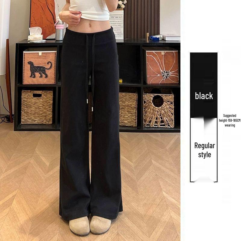 Women's Gray High Waist Wide Leg Sweatpants - Petite, Slimming, Casual for Spring & Autumn 2026