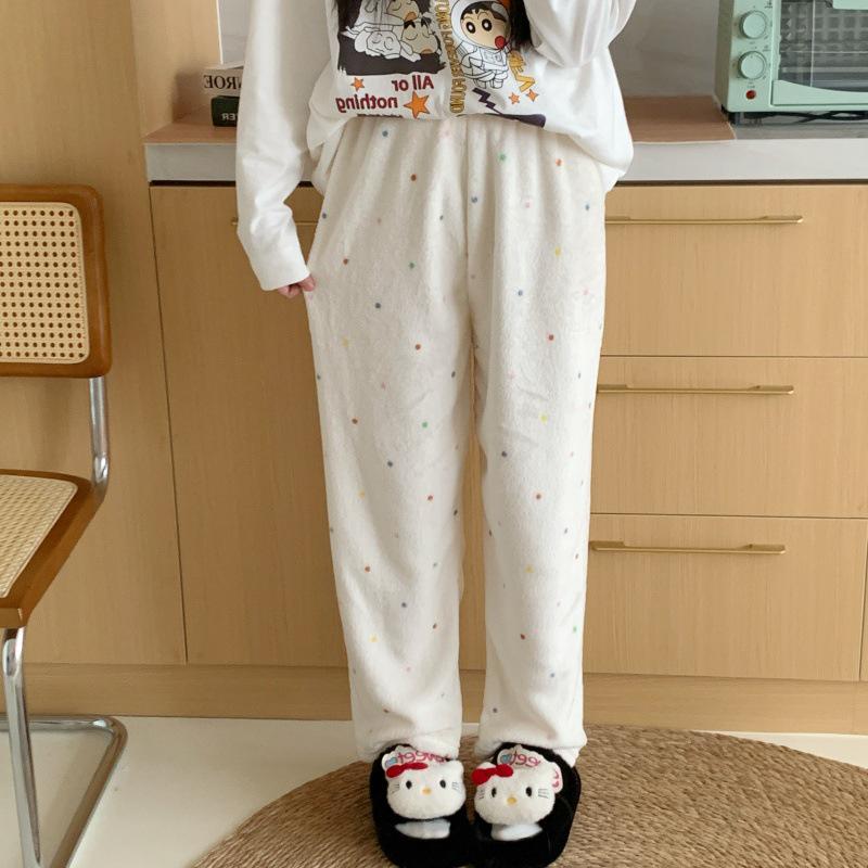 Damen Cartoon Flanell Fleecegefütterte Pyjamahose - Warmer Herbst-/Winterstil