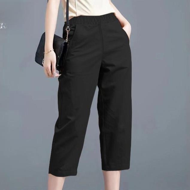 

Ice Silk Straight Leg Pants Women s Loose High Waist Seven-Foot Wide Leg Trousers Summer Fashion Plus Size Casual Trousers 3XL чорний