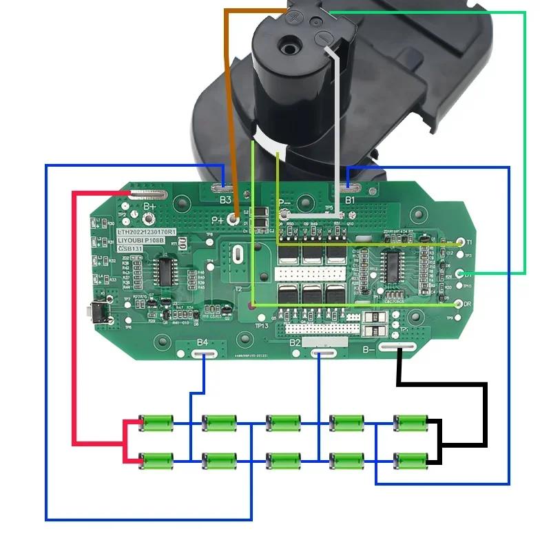P108B 10*18650 Battery Plastic Case Charging Protection Circuit Board PCB For RYOBI 18V 9Ah P103 BPL-1815/1820G/18151/1820 ONE+