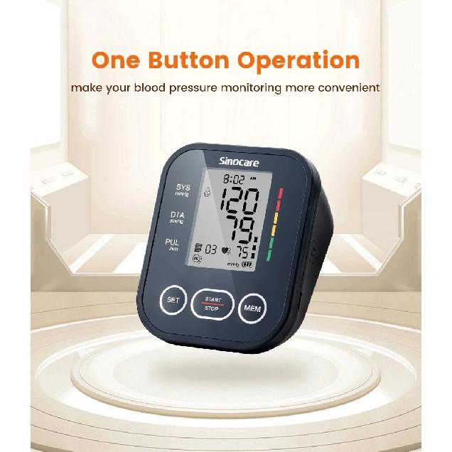Sinocare Upper Arm Automatic Blood Pressure Monitor Portable Digital BP Sphygmomanometer Pressure Meter Tonometer