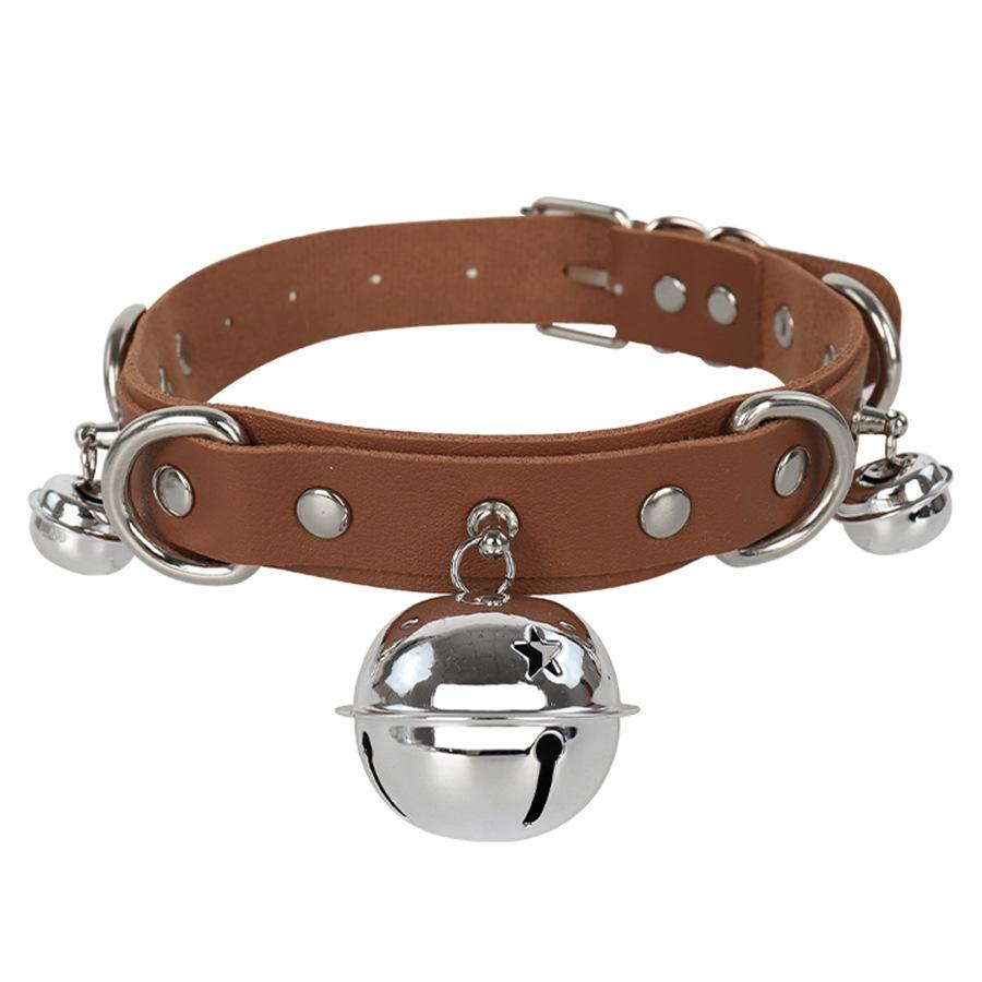 Cosplay Collar New Leather Bell Collar Role Play Exaggerated Neck