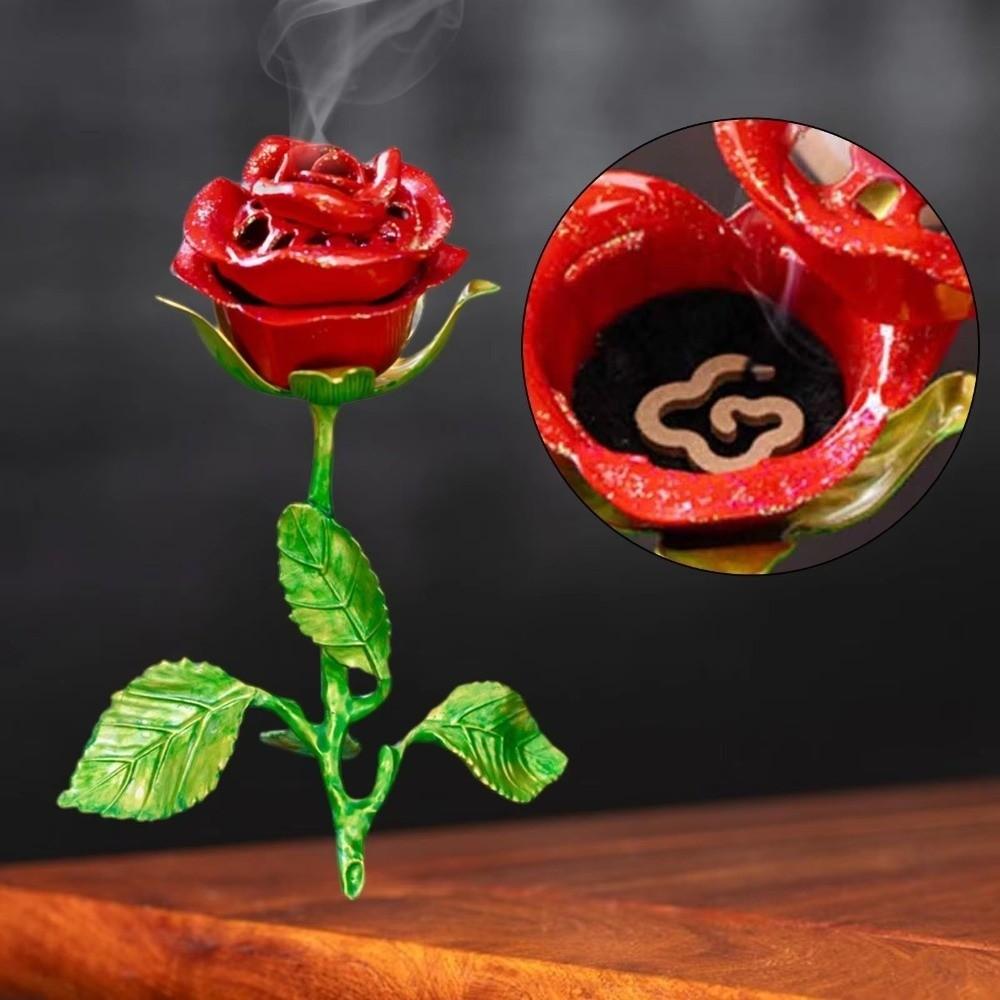 Handcrafted Metal Rose Burner Zinc Zinc Alloy Crafts Aromatherapy Burner Rose Statue Gifts  Office Decor