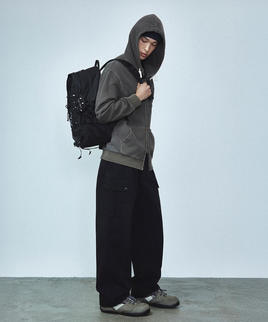 COVERNAT Semi-Wide Fleece-Lined Cargo Easy Pants Black