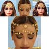 Arab Bridal Headpiece Gold Alloy Crystal Embellished Dangle Head Chain For Wedding And Gift