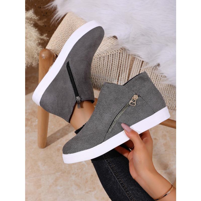 Side Zipper Platform Boots 2025 Winter New Plus Size Round Toe Ankle Boots for Women