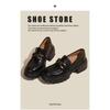 Small leather shoes women's thick-soled metal buckle thick heel shallow mouth single shoes style college women's shoes