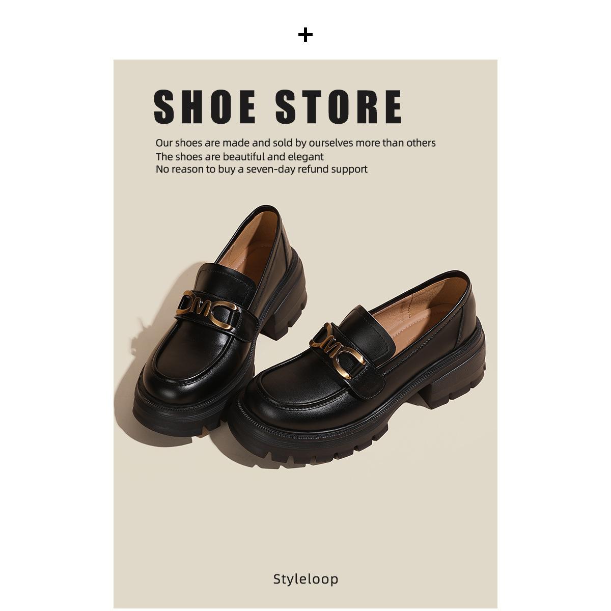 

Маленькие кожаные туфли женские на толстой подошве с металлической пряжкой на толстом каблуке с мелким вырезом лодочки стиль колледж женские туфли 40