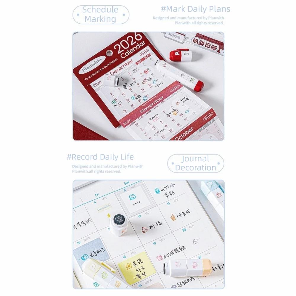 Cute Detachable Arrival Cute To Do List Journal Stamp Multi-Head Portable Diary Seal Stamp Mark for Scrapbook Journal