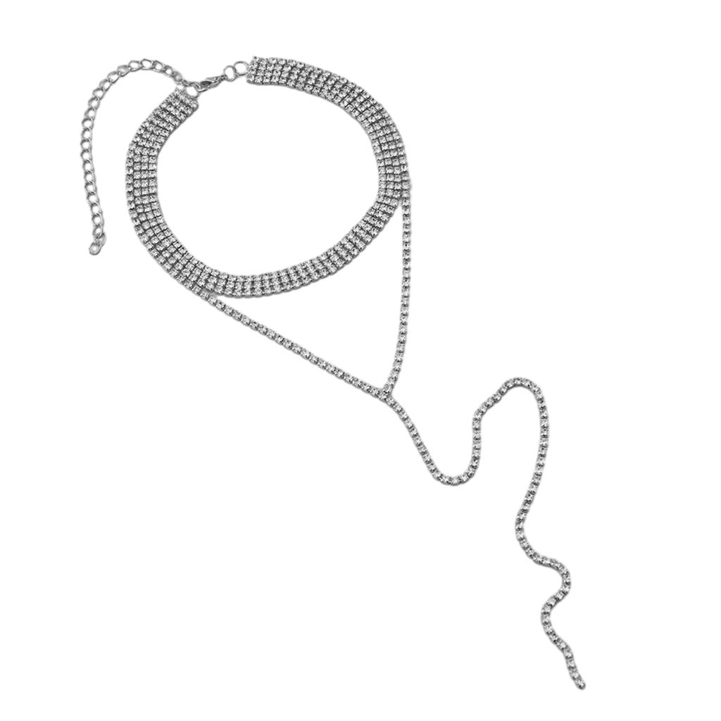 Fashionable Crystal Chain Long Necklace Classy Crystal Chain Choker Necklace Elegant Wedding Neckchain Jewelry for Women