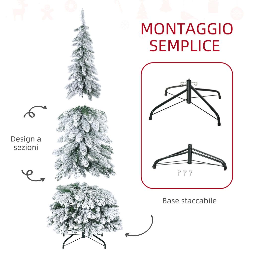 180cm Snow-Covered Christmas Tree with 523 Branches and Steel Base for Indoor Use
