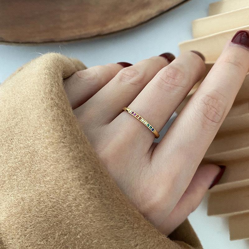 Trendy Luxury Zircon Star Gold Ring: Women's Exquisite, Colorful Fashion Design
