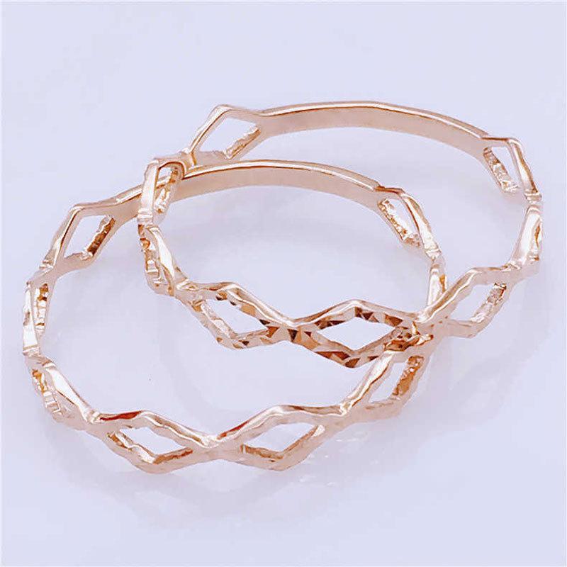 Фиолетовое Золотое Ромбовидное Полое Кольцо Покрытое Розовым Золотом Дизайнерское Кольцо Регулируемое