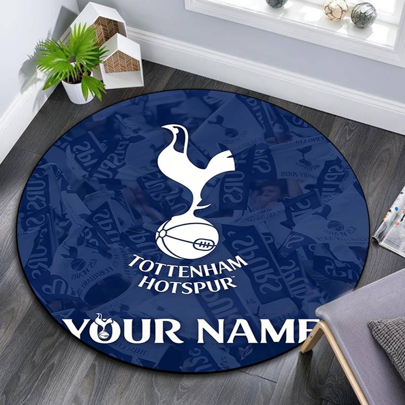 Custom Name,Tottenham Hotspur pattern round rug,Carpet Rug for Living Room Bedroom Playroom ,Non-slip Floor Mat,Holiday Gifts and Birthday Gifts.