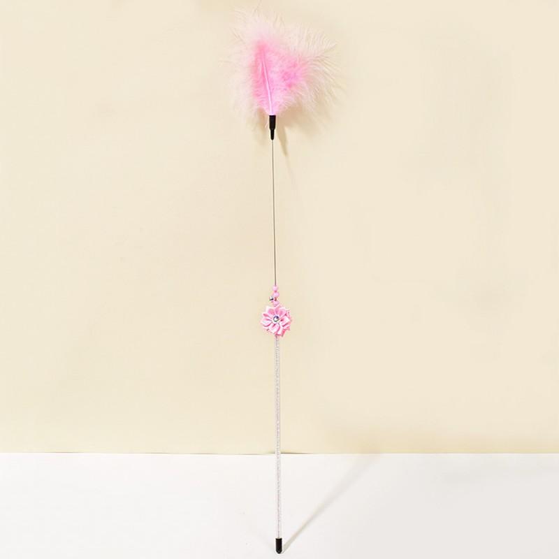 Cat Toy Feather Cat Toys Interactive Bite-resistant Steel Wire Kitten Toy with Bell Long Handle Toys for Cats Stick Pet Products