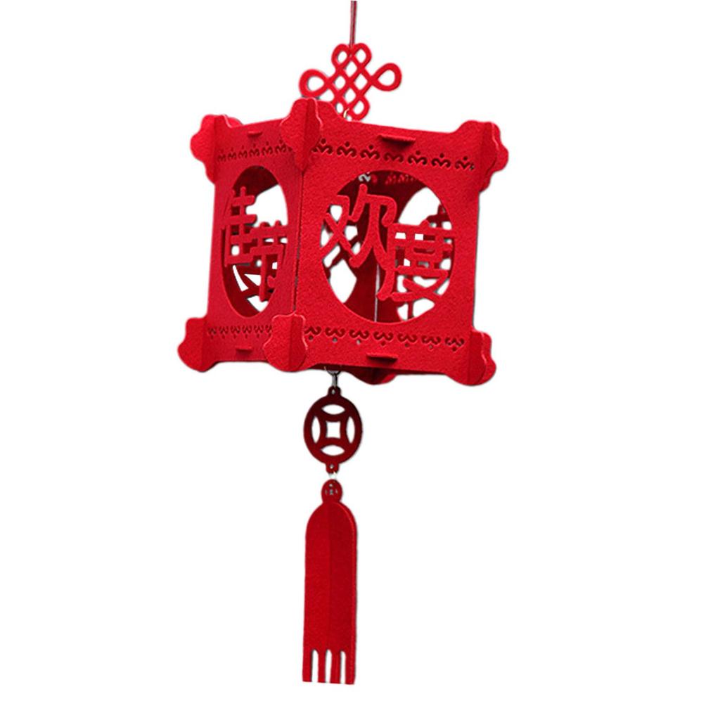 Chinese Lantern Decorative Lucky Cube 3D Chinese New Year Lantern Felt for Celebration Indoor Outdoor Wedding Home Decor