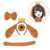 Dogs Hair Hoop Set Plush Tail Dog False Nose Dogs Ears Headband Brown Mesh Skirt Animals Cosplay Set for Halloween